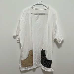 Handmade oversized cardigan, chocolate chip polka dots hand sewn, pockets